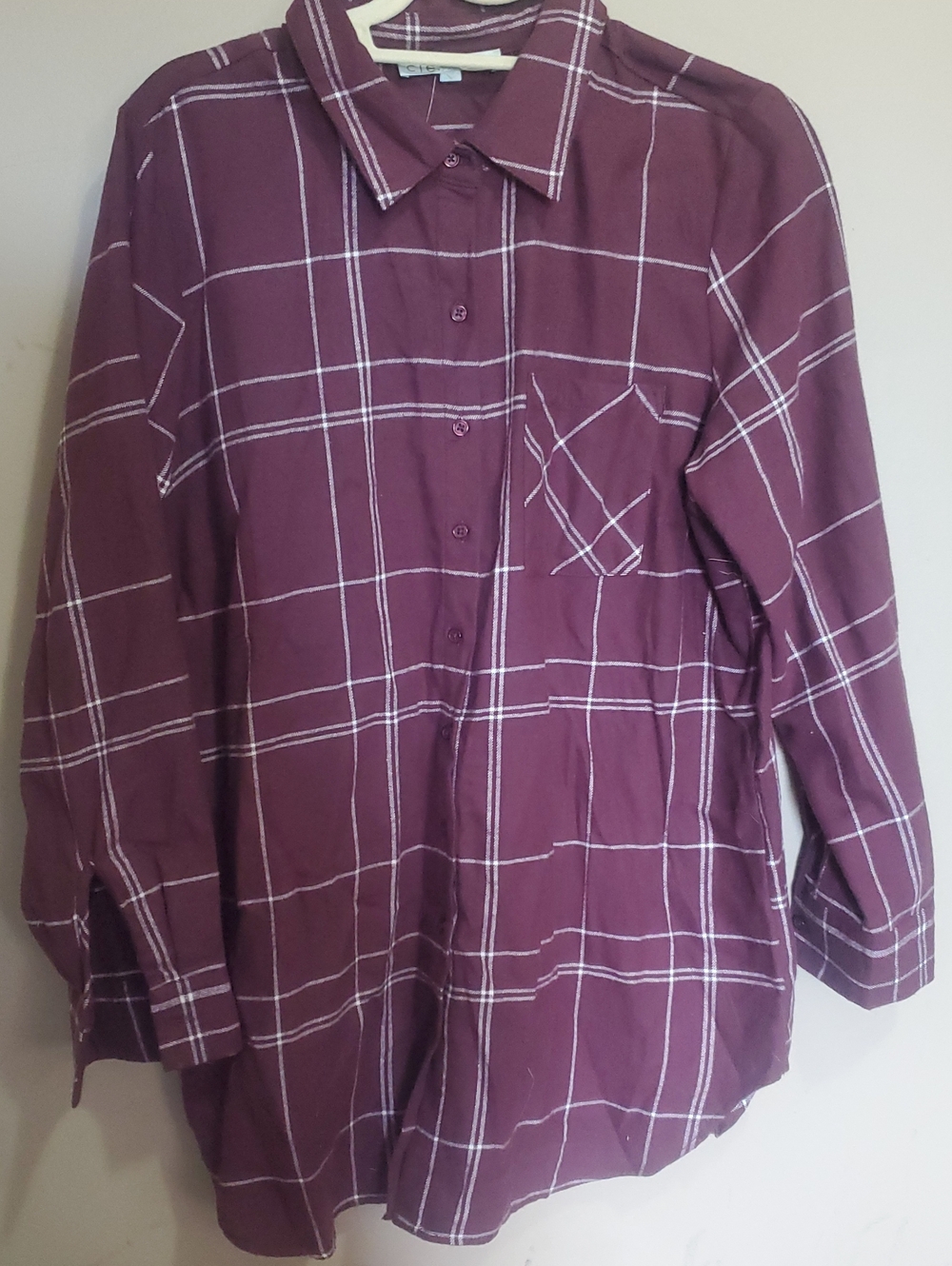 Cleo Maroon Window Pane Plaid Button-Up Shirt - Size Large Petite